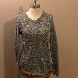 Crochet long sweater with hood